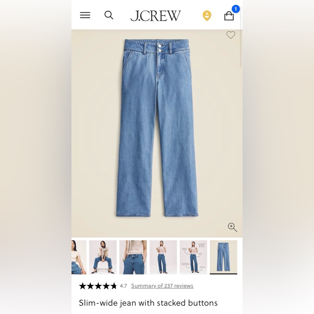 NWT J. Crew stacked button Jeans size 27